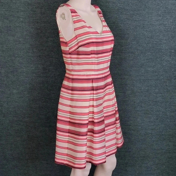 Ann Taylor Striped Pleated Fit & Flare Dress NWT - Picture 7 of 11